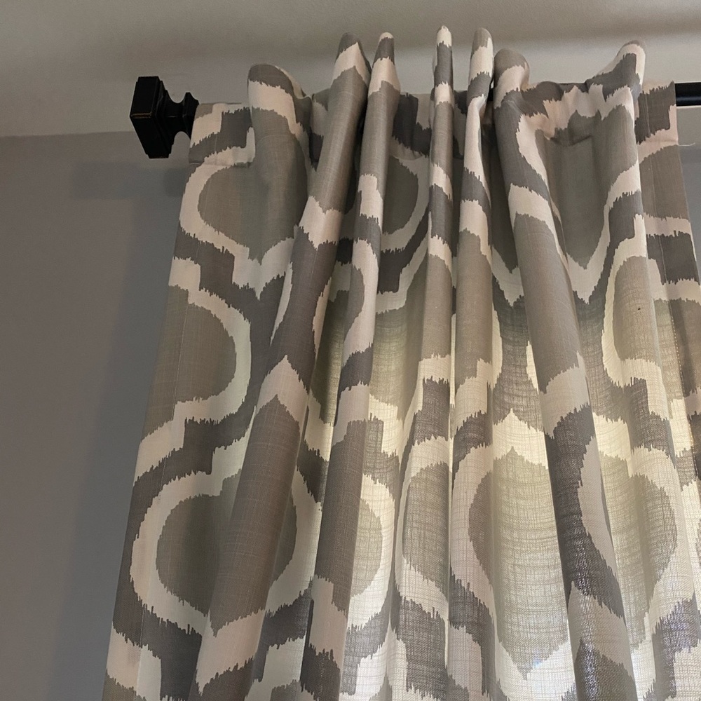Threshold Linen gray cream curtain panels 96”